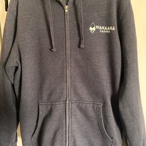 District Wanaaha Casino Navy Fleece Zip Hoodie with White Logo Tag
